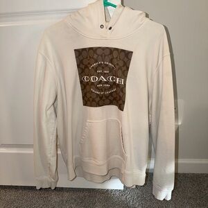 Coach Cream and Brown Logo Hoodie